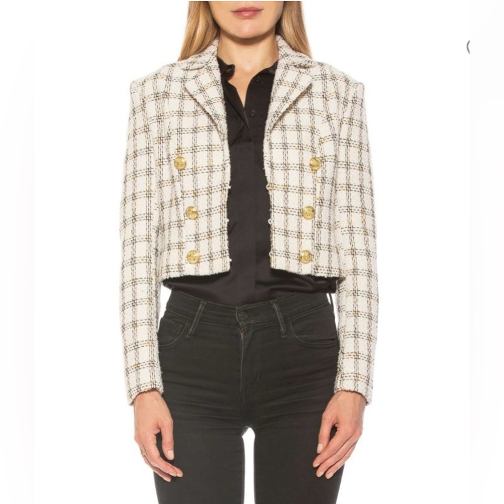 NWT Alexia Admor Blazer Black &‎ Cream Plaid Tweed Jesse Blazer 🖤🖤